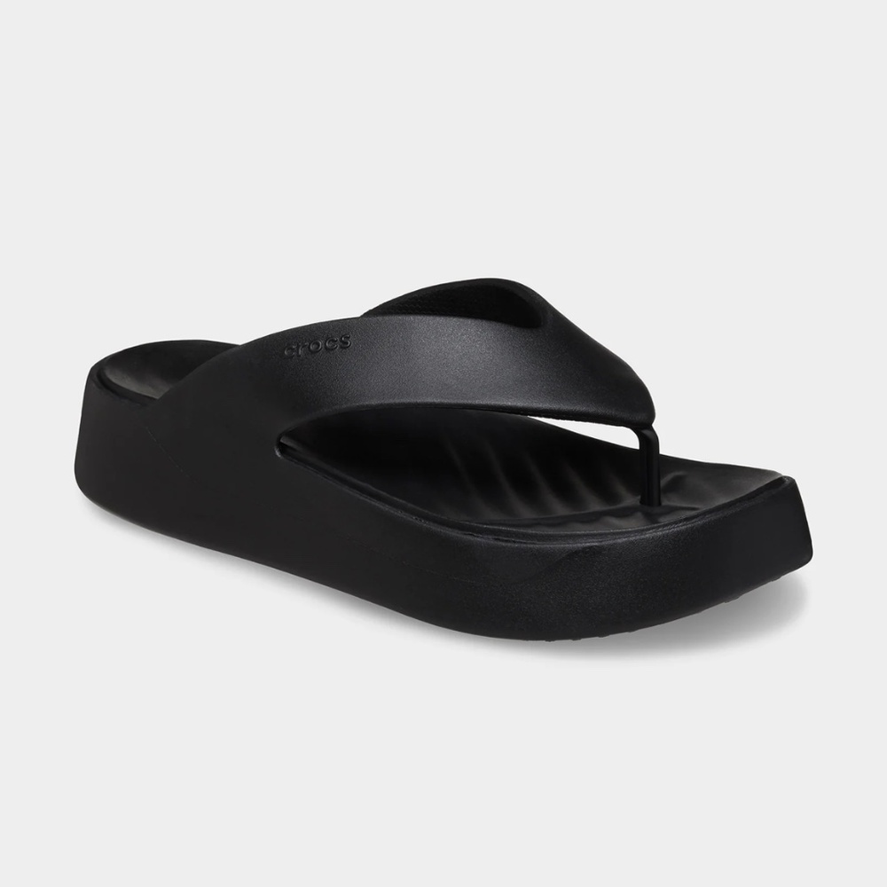 Black platform croc sandals